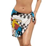 AILLOSA TH-157 Wrap Sarong Beyaz Siyah Kadın Plaj Elbise