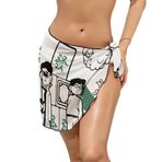 AILLOSA TH-25 Wrap Sarong Beyaz Siyah Kadın Plaj Elbise