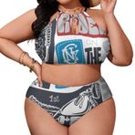 AILLOSA TH-268 Büyük Beden Geniş Askılı Orta Bel Büyük Beden Kadın Bikini Seti