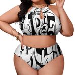 AILLOSA TH-278 Büyük Beden Geniş Askılı Orta Bel Büyük Beden Kadın Bikini Seti