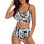 AILLOSA TH-278 Geniş Omuz Askılı Üçgen Bikini Üstü Alçak Bel İki Parça Kadın Bikini Seti