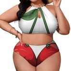 AILLOSA TH-296 Büyük Beden Geniş Askılı Orta Bel Büyük Beden Kadın Bikini Seti