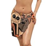 AILLOSA TH-307 Wrap Sarong Beyaz Siyah Kadın Plaj Elbise