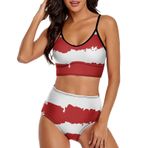 AILLOSA TH-341 Geniş Omuz Askılı Üçgen Bikini Üstü Alçak Bel İki Parça Kadın Bikini Seti