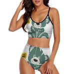 AILLOSA TH-344 Geniş Omuz Askılı Üçgen Bikini Üstü Alçak Bel İki Parça Kadın Bikini Seti