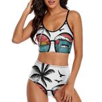 AILLOSA TH-378 Geniş Omuz Askılı Üçgen Bikini Üstü Alçak Bel İki Parça Kadın Bikini Seti