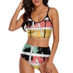 AILLOSA TH-384 Geniş Omuz Askılı Üçgen Bikini Üstü Alçak Bel İki Parça Kadın Bikini Seti