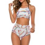 AILLOSA TH-400 Yüksek Belli Alt Parça İki Parçalı Bikini Üstü Üçgen Bikini Seti