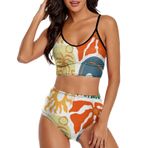 AILLOSA TH-411 Geniş Omuz Askılı Üçgen Bikini Üstü Alçak Bel İki Parça Kadın Bikini Seti