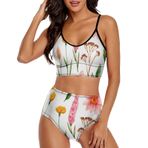 AILLOSA TH-420 Geniş Omuz Askılı Üçgen Bikini Üstü Alçak Bel İki Parça Kadın Bikini Seti