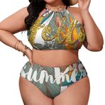 AILLOSA TH-430 Büyük Beden Geniş Askılı Orta Bel Büyük Beden Kadın Bikini Seti