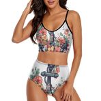 AILLOSA TH-433 Geniş Omuz Askılı Üçgen Bikini Üstü Alçak Bel İki Parça Kadın Bikini Seti