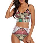 AILLOSA TH-434 Geniş Omuz Askılı Üçgen Bikini Üstü Alçak Bel İki Parça Kadın Bikini Seti