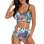 AILLOSA TH-435 Geniş Omuz Askılı Üçgen Bikini Üstü Alçak Bel İki Parça Kadın Bikini Seti