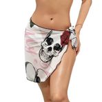 AILLOSA TH-447 Wrap Sarong Beyaz Siyah Kadın Plaj Elbise