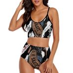 AILLOSA TH-478 Geniş Omuz Askılı Üçgen Bikini Üstü Alçak Bel İki Parça Kadın Bikini Seti