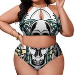 AILLOSA TH-480 Büyük Beden Geniş Askılı Orta Bel Büyük Beden Kadın Bikini Seti