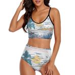 AILLOSA TH-485 Geniş Omuz Askılı Üçgen Bikini Üstü Alçak Bel İki Parça Kadın Bikini Seti
