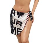 AILLOSA TH-500 Wrap Sarong Beyaz Siyah Kadın Plaj Elbise