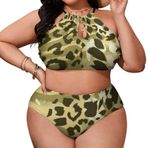 AILLOSA YH-112 Büyük Beden Geniş Askılı Orta Bel Büyük Beden Kadın Bikini Seti