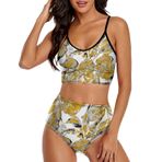 AILLOSA YH-114 Geniş Omuz Askılı Üçgen Bikini Üstü Alçak Bel İki Parça Kadın Bikini Set