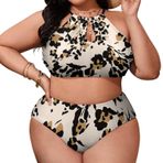 AILLOSA YH-116 Büyük Beden Geniş Askılı Orta Bel Büyük Beden Kadın Bikini Seti
