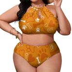 AILLOSA YH-166 Büyük Beden Geniş Askılı Orta Bel Büyük Beden Kadın Bikini Seti