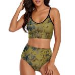 AILLOSA YH-185 Üstü Üçgen Geniş Omuz Askılı Alçak Bel İki Parça Kadın Bikini Seti