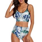 AILLOSA YH-198 Üstü Üçgen Geniş Omuz Askılı Alçak Bel İki Parça Kadın Bikini Seti