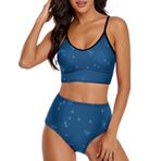 AILLOSA YH-208 Üstü Üçgen Geniş Omuz Askılı Alçak Bel İki Parça Kadın Bikini Seti