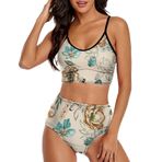 AILLOSA YH-21 Üstü Üçgen Geniş Omuz Askılı Alçak Bel İki Parça Kadın Bikini Seti