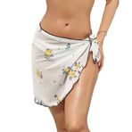 AILLOSA YH-210 Wrap Sarong Beyaz Siyah Kadın Plaj Elbise