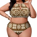 AILLOSA YH-234 Büyük Beden Geniş Askılı Orta Bel Büyük Beden Kadın Bikini Seti