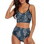 AILLOSA YH-255 Geniş Omuz Askılı Üçgen Bikini Üstü Alçak Bel İki Parça Kadın Bikini Set