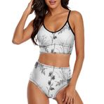 AILLOSA YH-260 Geniş Omuz Askılı Üçgen Bikini Üstü Alçak Bel İki Parça Kadın Bikini Set