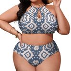 AILLOSA YH-265 Büyük Beden Geniş Askılı Orta Bel Büyük Beden Kadın Bikini Seti
