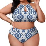 AILLOSA YH-271 Büyük Beden Geniş Askılı Orta Bel Büyük Beden Kadın Bikini Seti