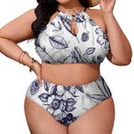 AILLOSA YH-273 Büyük Beden Geniş Askılı Orta Bel Büyük Beden Kadın Bikini Seti