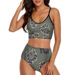 AILLOSA YH-292 Geniş Omuz Askılı Üçgen Bikini Üstü Alçak Bel İki Parça Kadın Bikini Set