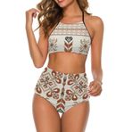 AILLOSA YH-299 Yüksek Belli Alt Parça İki Parçalı Bikini Üstü Üçgen Bikini Seti