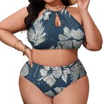 AILLOSA YH-302 Büyük Beden Geniş Askılı Orta Bel Büyük Beden Kadın Bikini Seti
