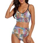 AILLOSA YH-305 Geniş Omuz Askılı Üçgen Bikini Üstü Alçak Bel İki Parça Kadın Bikini Set