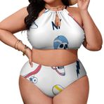 AILLOSA YH-328 Büyük Beden Geniş Askılı Orta Bel Büyük Beden Kadın Bikini Seti
