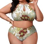 AILLOSA YH-336 Büyük Beden Geniş Askılı Orta Bel Büyük Beden Kadın Bikini Seti