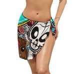 AILLOSA YH-339 Wrap Sarong Beyaz Siyah Kadın Plaj Elbise