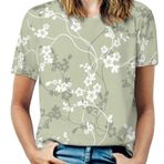 AILLOSA YH-343 Tamamı Baskılı Kısa Kollu Yuvarlak Yaka Kadın T-shirt