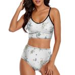 AILLOSA YH-348 Üstü Üçgen Geniş Omuz Askılı Alçak Bel İki Parça Kadın Bikini Seti