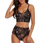 AILLOSA YH-350 Üstü Üçgen Geniş Omuz Askılı Alçak Bel İki Parça Kadın Bikini Seti
