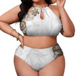 AILLOSA YH-358 Büyük Beden Geniş Askılı Orta Bel Büyük Beden Kadın Bikini Seti