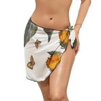 AILLOSA YH-361 Wrap Sarong Beyaz Siyah Kadın Plaj Elbise